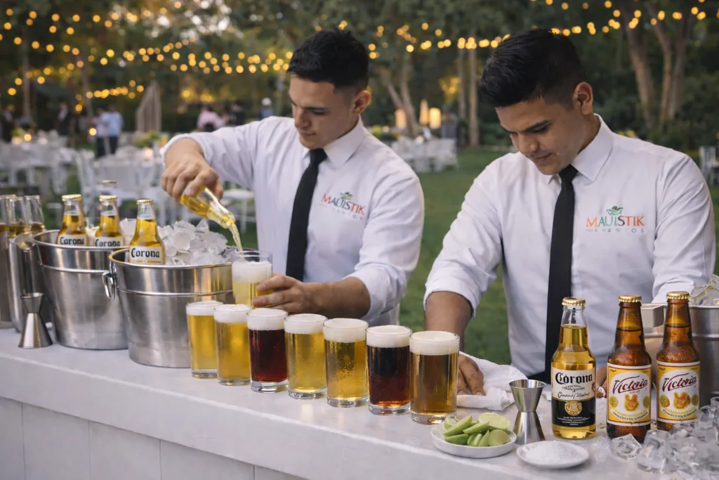 Barra libre de cerveza clara y oscura para eventos en Cancún