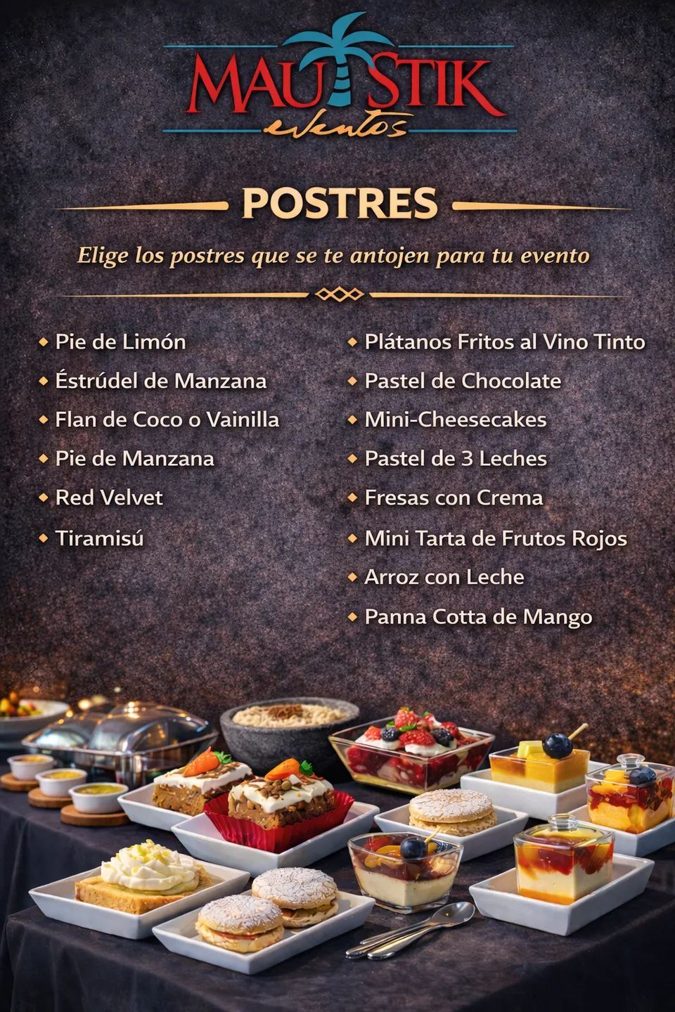 Menú de postres personales