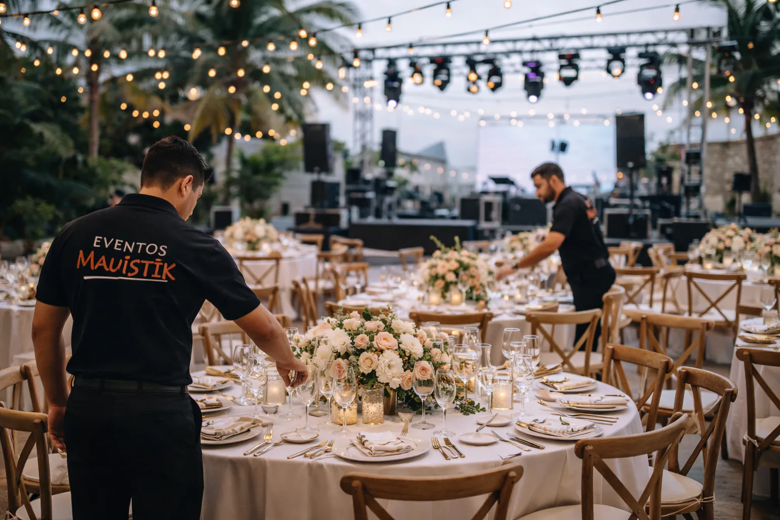 Montaje y logística de evento por el equipo de Eventos Mauistik en Riviera Maya